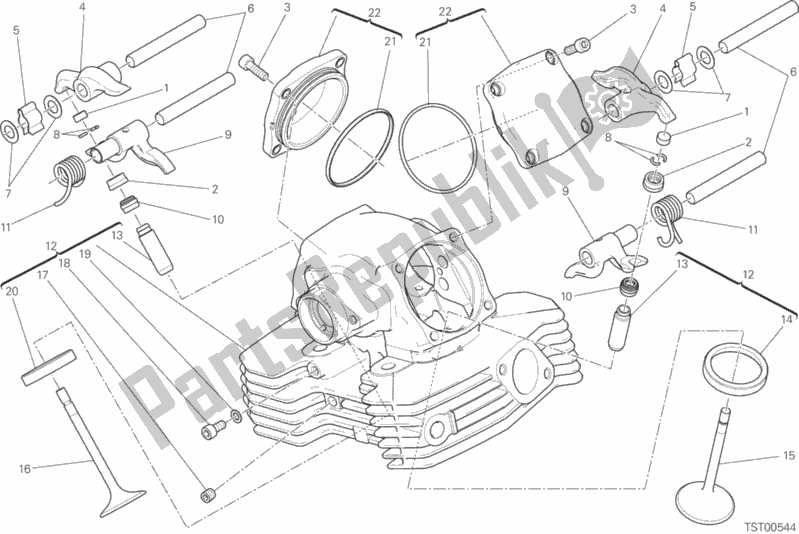 All parts for the Vertical Head of the Ducati Scrambler Italia Independent USA 803 2016